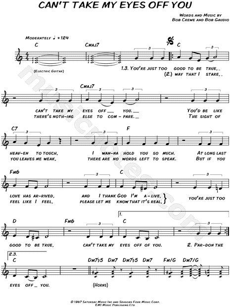 Frankie Valli Can T Take My Eyes Off You Sheet Music Leadsheet In C Major Transposable Download Print Sku Mn Frankie Valli Can T Take My Eyes Off You Sheet Music Leadsheet In C Major Transposable Download Print Sku Mn