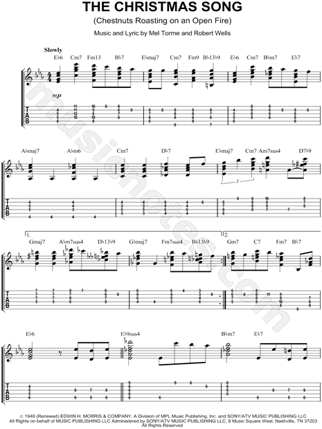 Mel Tormé "The Christmas Song (Chestnuts Roasting on an Open Fire)" Guitar Tab in Eb Major ...