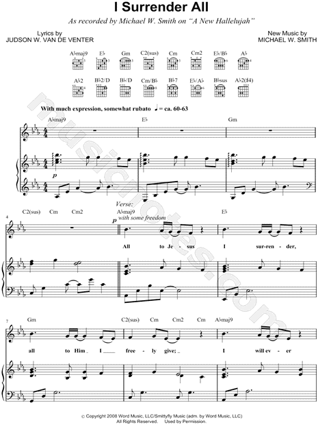 Michael W Smith I Surrender All Sheet Music In Eb Major Transposable Download Print Sku Mn