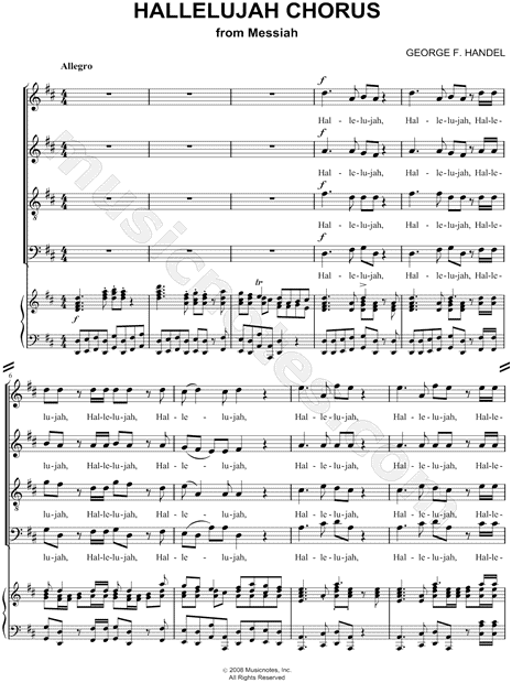 George Frederick Handel "Hallelujah Chorus" SATB Choir + Piano Choral