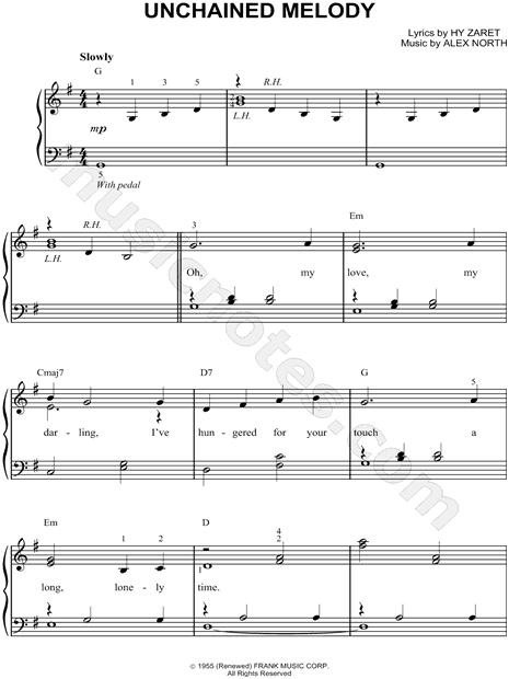 The Righteous Brothers "Unchained Melody" Sheet Music ...