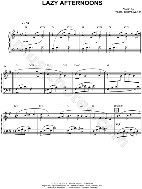 vecino Artículos de primera necesidad sensibilidad Lazy Afternoons" from 'Kingdom Hearts II' Sheet Music (Piano Solo) in G Major - Download & Print - SKU: MN0070397 vecino Artículos de primera necesidad sensibilidad Lazy Afternoons" from 'Kingdom Hearts II' Sheet Music (Piano Solo) in G Major - Download & Print - SKU: MN0070397