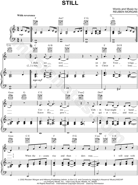 Hillsong Still Sheet Music In C Major Transposable Download Print Sku Mn0070584