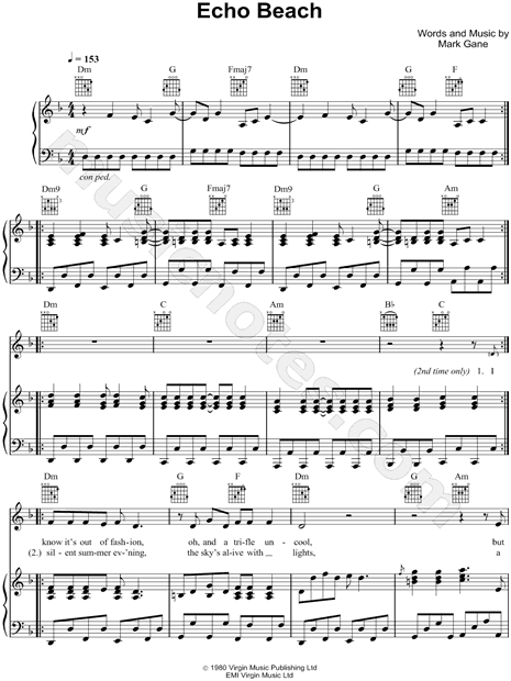Gabriella Cilmi "Echo Beach" Sheet Music in D Minor Gabriella Cilmi "Echo Beach" Sheet Music in D Minor