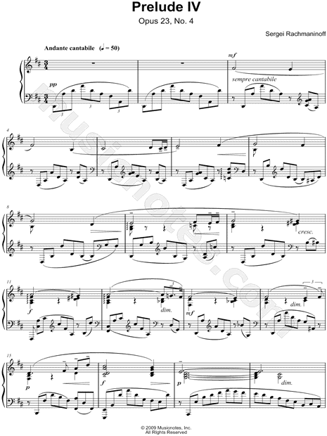 Prelude IV in D Major - Opus 23, No. 4