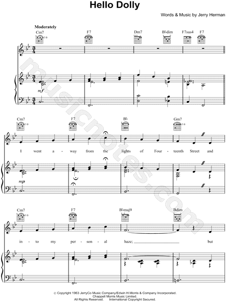 Louis Armstrong &quot;Hello Dolly&quot; Sheet Music in Bb Major (transposable) - Download & Print - SKU ...