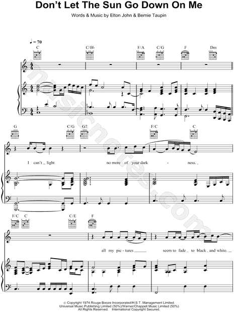 Elton John Don T Let The Sun Go Down On Me Sheet Music In C Major Transposable Download Print Sku Mn