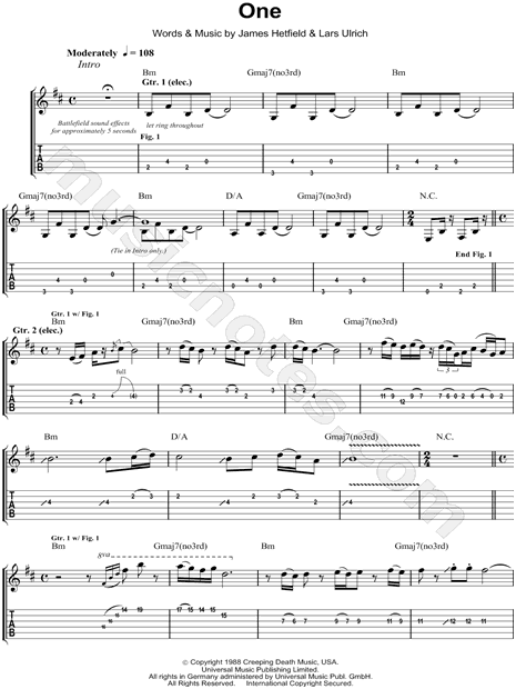 The Thing That Should Not Be Sheet Music - Metallica - Guitar Tab