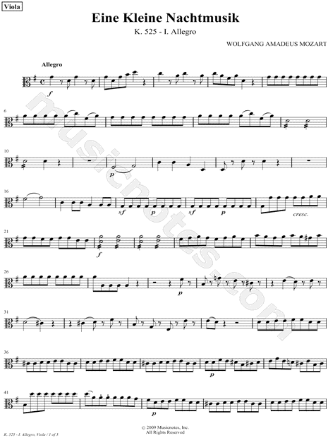 Eine Kleine Nachtmusik: I. Allegro - Viola