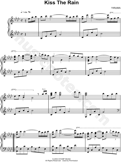 Yiruma "Kiss the Rain" Sheet Music (Piano Solo) in Ab ...