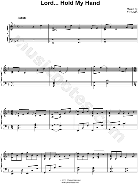 Yiruma "Lord... Hold My Hand" Sheet Music (Piano Solo) in F Major