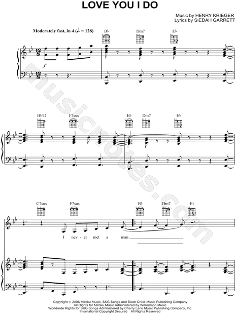 Jennifer Hudson Love You I Do Sheet Music In Bb Major