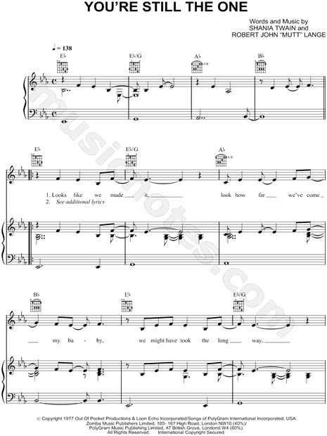 Shania Twain You Re Still The One Sheet Music In Eb Major Transposable Download Print Sku Mn