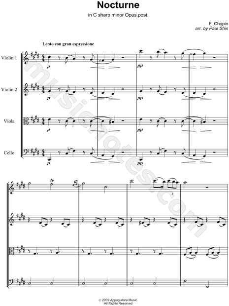 Nocturne in C# Minor, Opus post. for String Quartet - Score