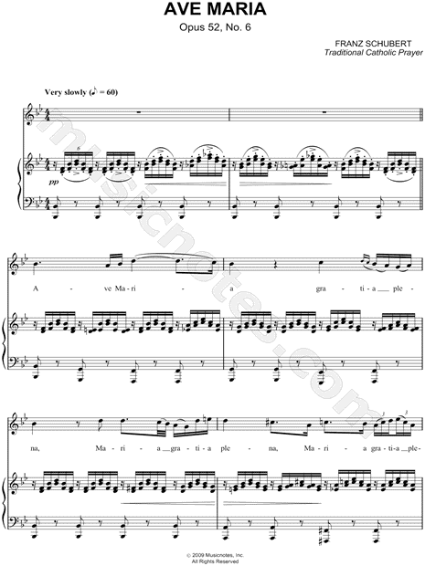 Franz Schubert Ave Maria Opus 52 No 6 Sheet Music In Major Transposable Download Print Sku Mn