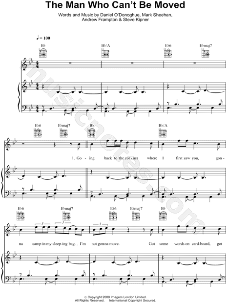 tekst spids spion The Script "The Man Who Can't Be Moved" Sheet Music in Bb Major  (transposable) - Download & Print - SKU: MN0074793