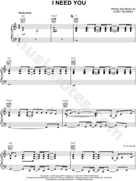 Marc Anthony I Need You Sheet Music In C Major Transposable