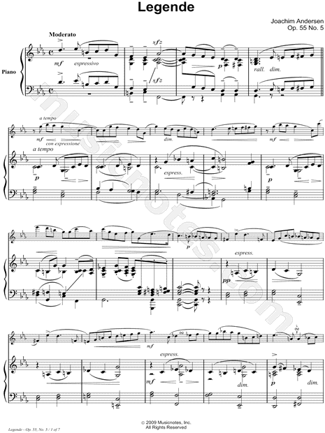 Legende, Op. 55, No. 5 - Piano Accompaniment (Flute)