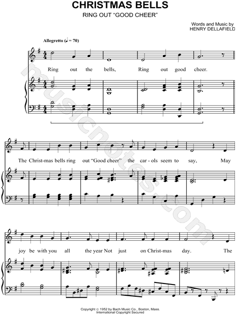 Henry Dellafield "Christmas Bells Ring Out "Good Cheer"" Sheet Music in G Major - Download ...