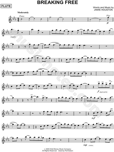 Breaking Free From High School Musical Sheet Music Flute Solo In C Minor Download Print Sku Mn