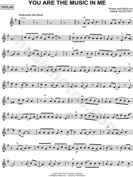 You Are The Music In Me From High School Musical 2 Sheet Music Flute Violin Oboe Or Recorder In G Major Download Print Sku Mn