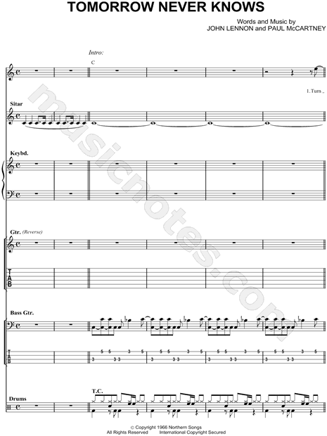 The Beatles Tomorrow Never Knows Bass Tab In C Major Download Print Sku Mn
