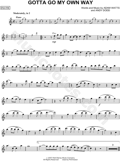 Gotta Go My Own Way From High School Musical 2 Sheet Music Flute Violin Oboe Or Recorder In C Major Download Print Sku Mn