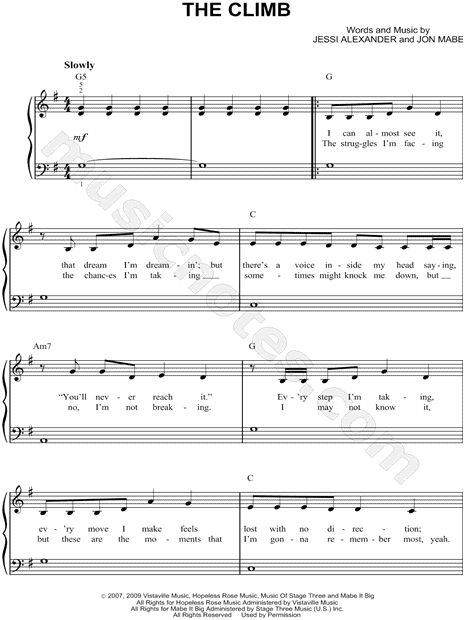 Miley Cyrus "The Climb" Sheet Music (Easy Piano) in G Major