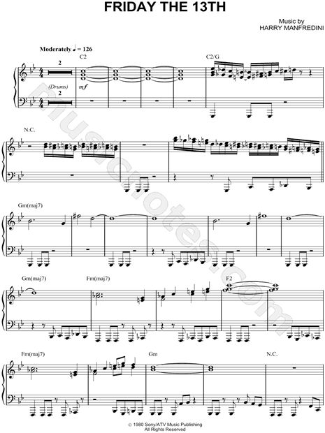 Friday The 13th Theme From Friday The 13th Sheet Music Piano