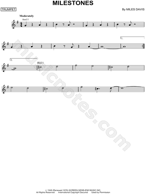 Milestones Chart Miles Davis