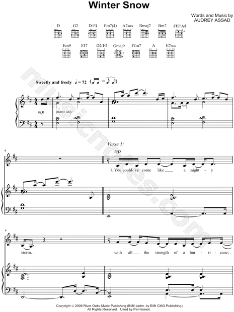 Chris Tomlin feat. Audrey Assad "Winter Snow" Sheet Music in D Major (transposable) - Download ...