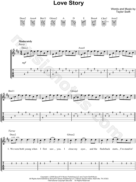 Taylor Swift Love Story Guitar Tab In D Major Download