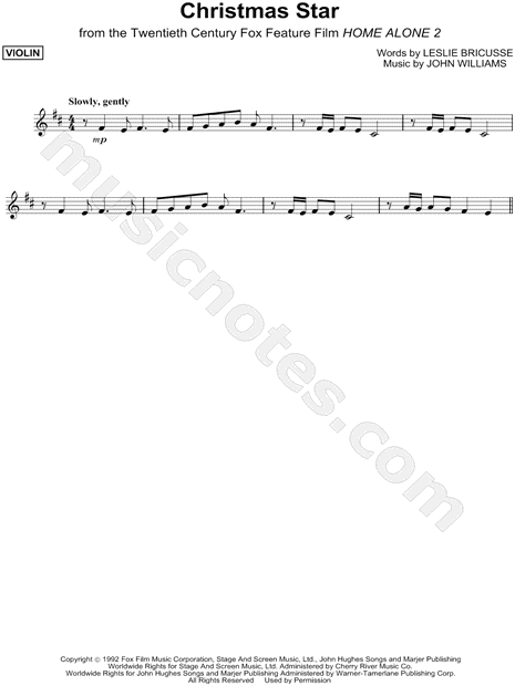 "Christmas Star" from 'Home Alone 2' Sheet Music (Violin Solo) in D Major - Download & Print ...