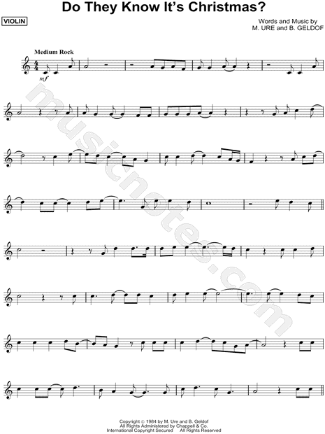 Band Aid Do They Know It S Christmas Sheet Music Violin Solo In C Major Download Print Sku Mn