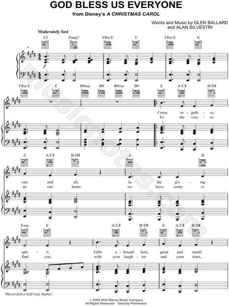 Andrea Bocelli "God Bless Us Everyone" Sheet Music in E Major (transposable) - Download & Print ...