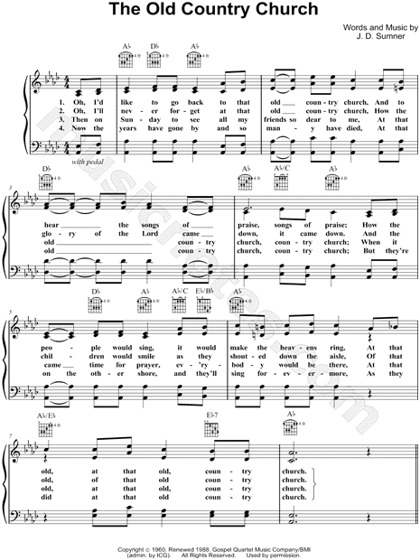 J.d. Sumner "The Old Country Church" Sheet Music In Ab Major (Transposable) - Download & Print - Sku: Mn0080339