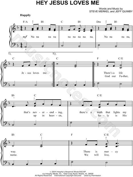 Steve Merkel "Hey Jesus Loves Me" Sheet Music (Easy Piano ...