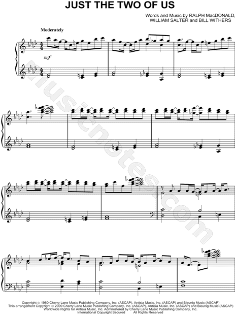 Grover Washington Jr Just The Two Of Us Sheet Music Piano Solo In F Minor Transposable Download Print Sku Mn