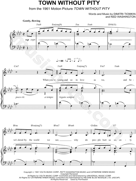 Print and download Town Without Pity sheet music by Gene Pitney. 