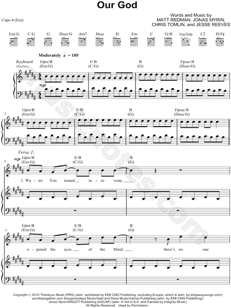 Chris Tomlin Our God Chord Chart