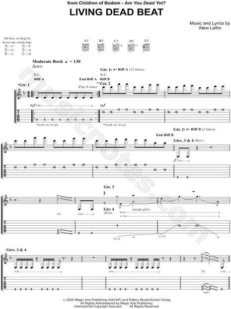 Children of Bodom "Living Dead Beat" Guitar Tab Minor - & Print - MN0084048