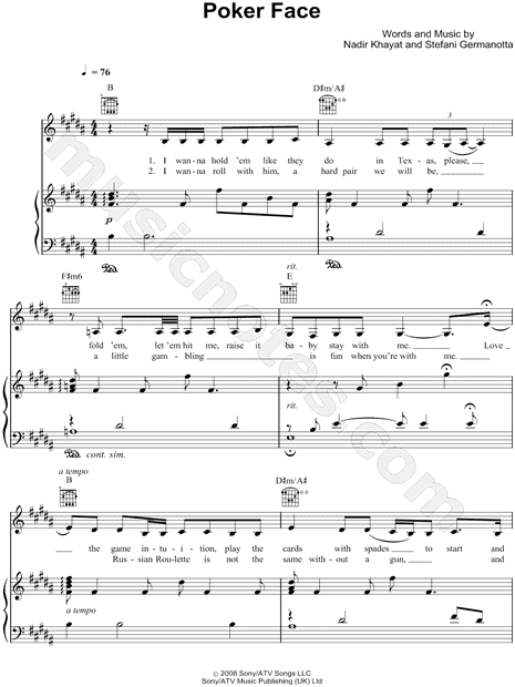 Glee Cast Poker Face Sheet Music in B Major 