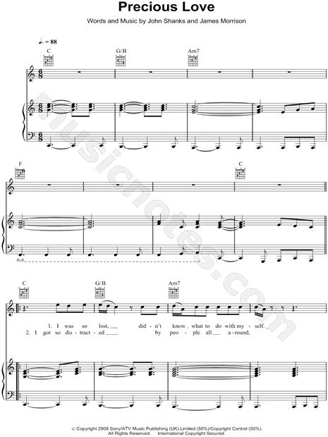 James Morrison Precious Love Sheet Music In C Major Transposable Download Print Sku Mn