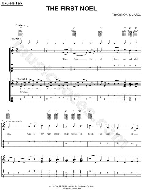 Traditional English Carol "The First Noel" Ukulele Tab in C Major - Download & Print - SKU ...