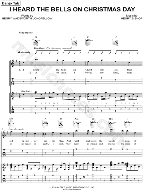 Henry R. Bishop "I Heard the Bells on Christmas Day" Sheet Music in G Major - Download & Print ...