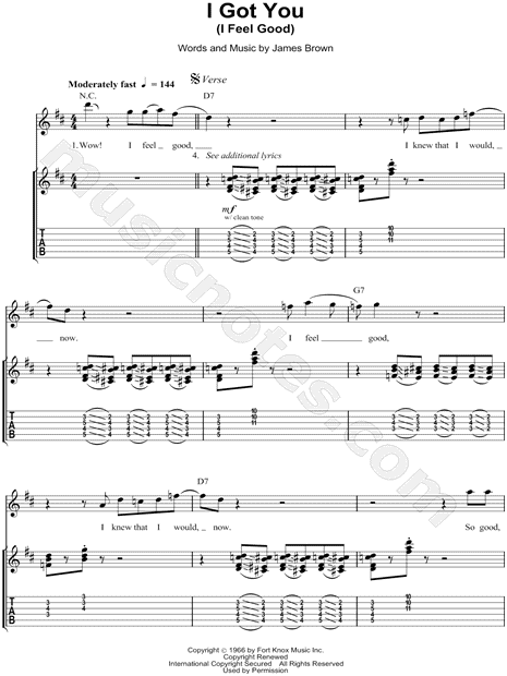 James Brown I Got You I Feel Good Guitar Tab In D Major Download Print Sku Mn