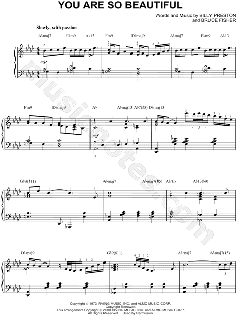 Joe Cocker "You Are So Sheet Music (Piano in Ab - Download Print - SKU: MN0087392