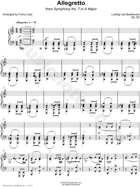 Print and download Allegretto from Symphony No. 7 sheet music from The King...