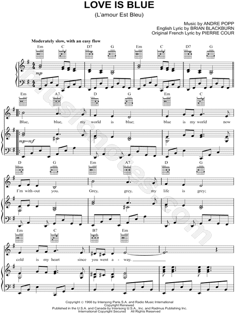Amour est bleu. Love is Blue Paul Mauriat Ноты для фортепиано. L'amour est bleu Love is Blue Ноты. Поль Мориа Ноты. Эль Бимбо Ноты.
