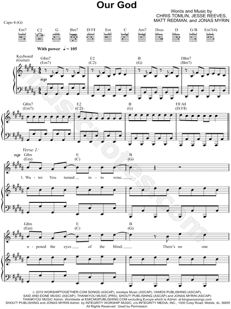 Our God Chris Tomlin Chord Chart